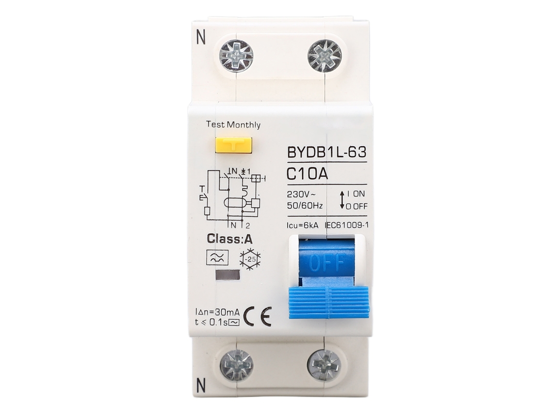 Interruptor de Proteção Contra Vazamentos 1p+n 10a 230v Ca Din Rail Mcb para Lar