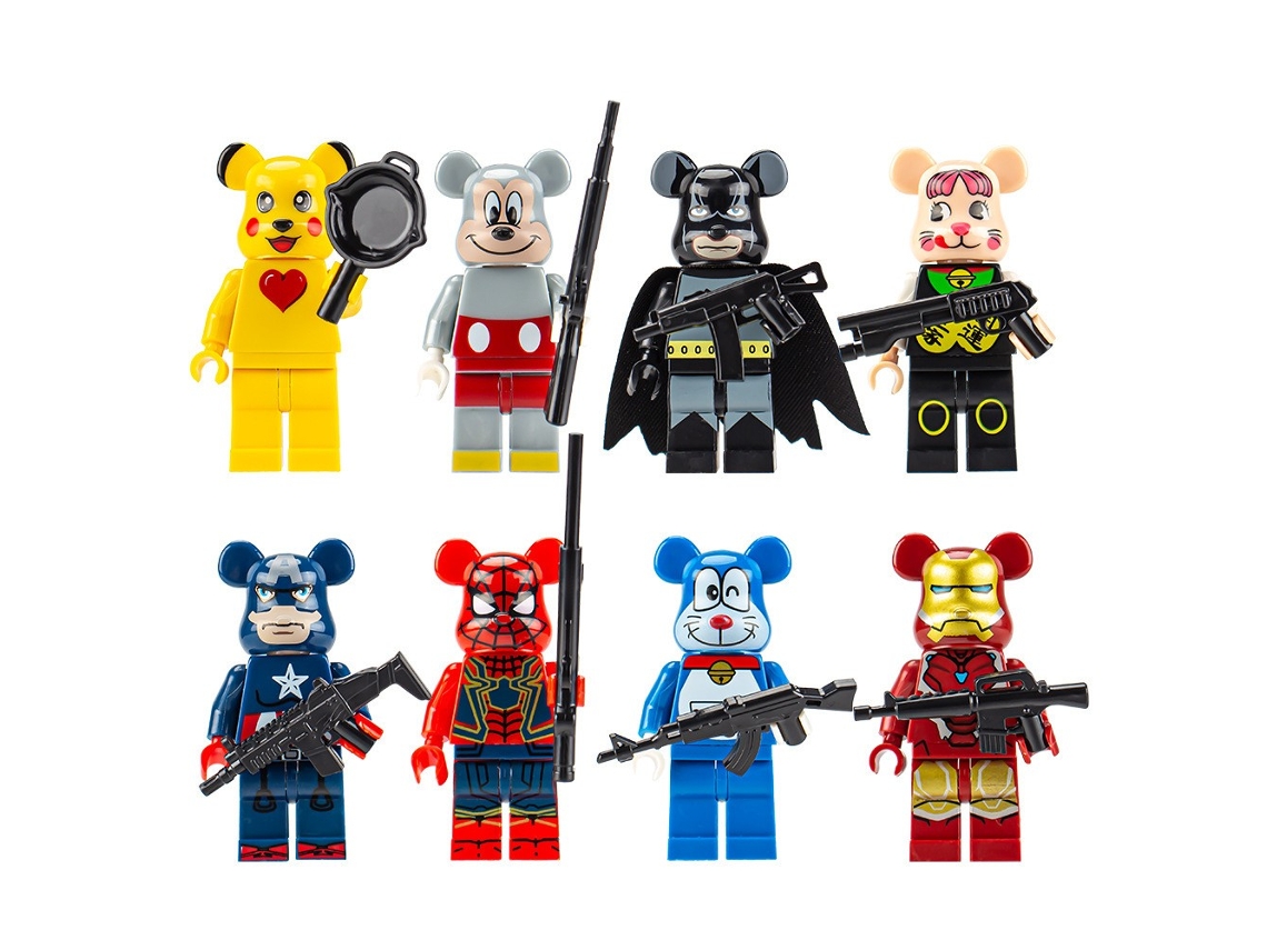 Minifiguras De Construção Com Acessórios (heróis Com Orelhas De Urso - 8 Peças)