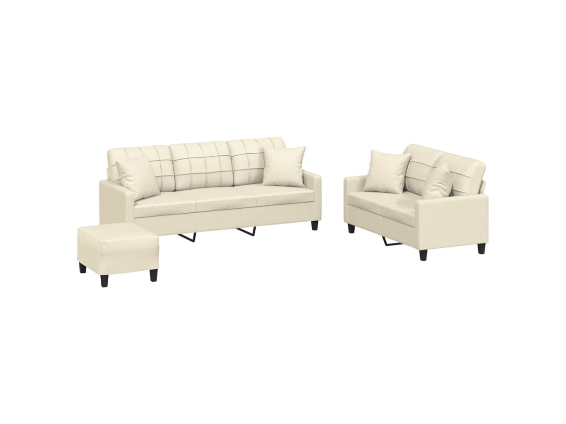 Sofa Set, Sofa Sets Vidaxl Creme Couro Artificial (n/a)