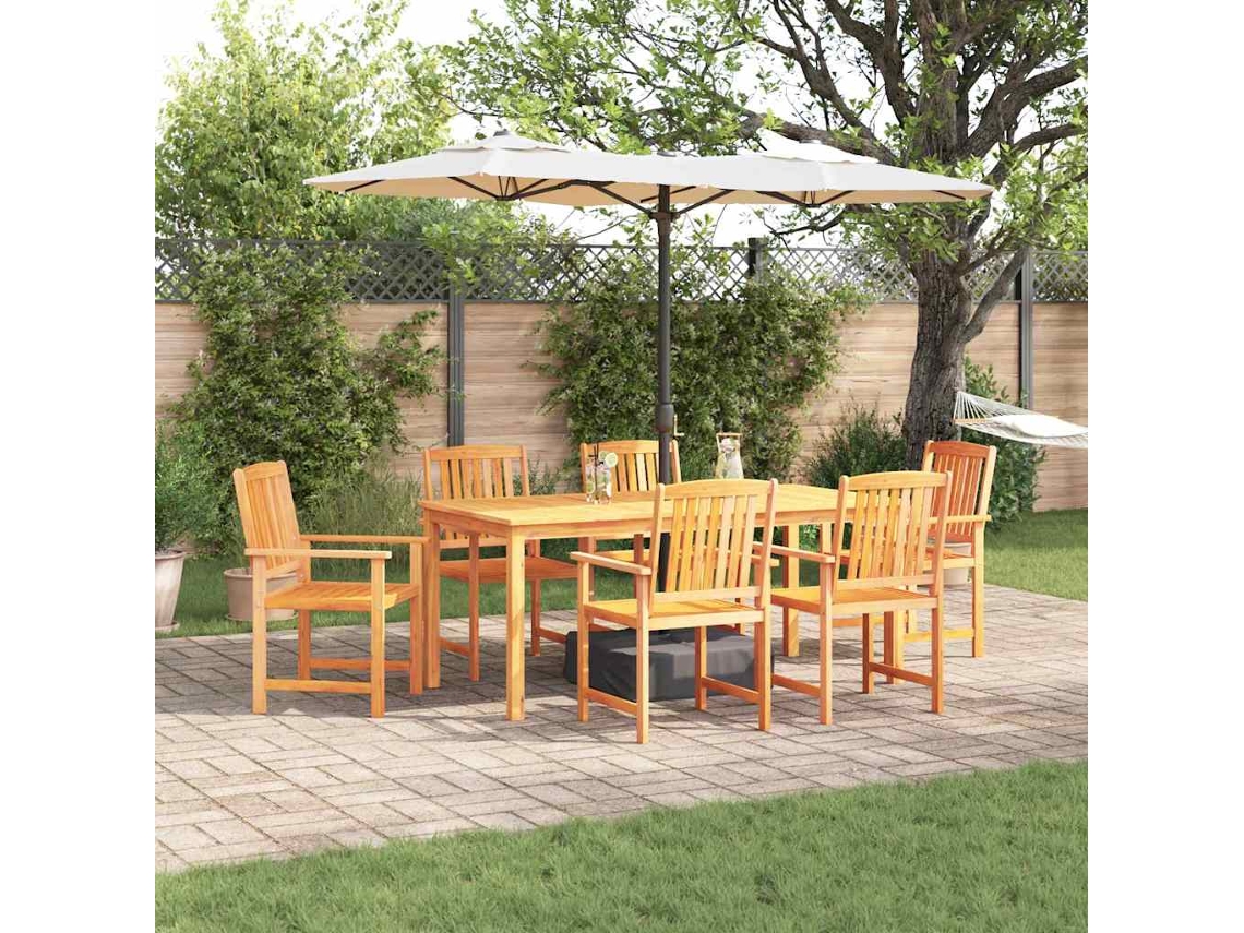 Vidaxl Conjunto De Jantar Para Jardim 7 Pcs Castanho