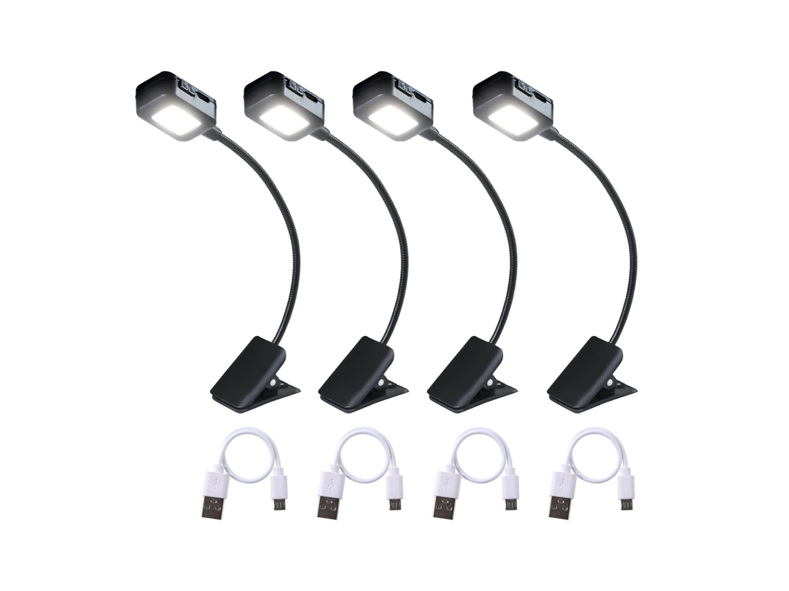 Luz de Livro Recarregável 4 Unidades Mini Luzes Fixáveis