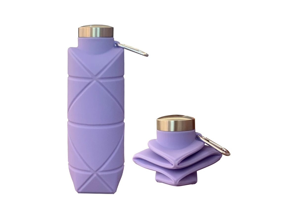 Garrafa Água Dobrável Silicone 700ml HENTEN HOME Roxo