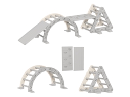 Escalada infantil em triângulo, arco, rampa dupla para escalada e escorregador 279x80x69 cm cinza S/MARCA