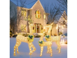Conjunto de 3 renas de Natal para exterior, renas de Natal iluminadas, conjunto familiar de renas iluminadas.