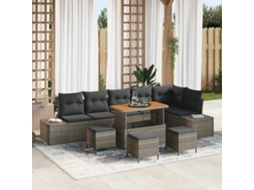 Vidaxl Conjunto De Sofá De Jardim 10 Unid. 9-número De Lugares Cinzeto