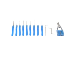 Corrente transparente Treino + Kit com 9 ferramentas de abertura: Combo acessível, ideal para praticar técnicas de abertura de tâmaras.