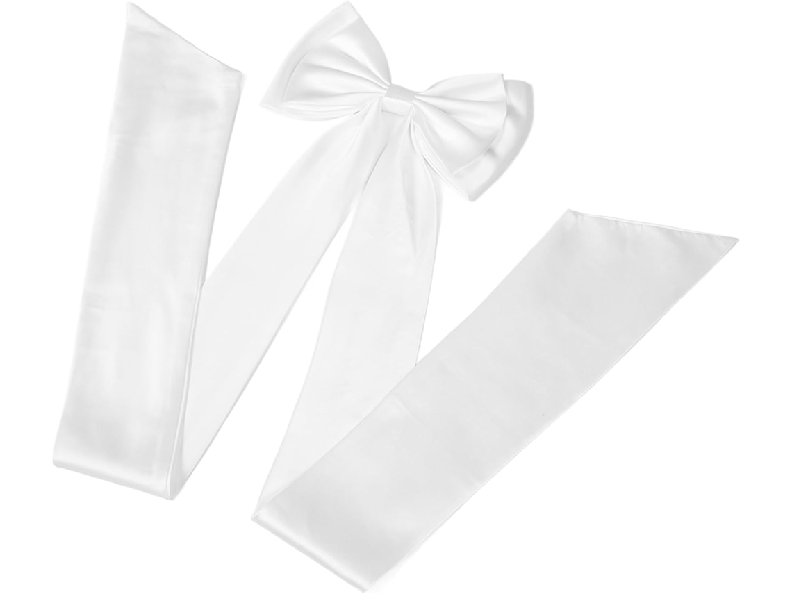 Cinto De Cetim Removível Com Laço Grande Para Vestido De Noiva - Acessório Elegante E Versátil