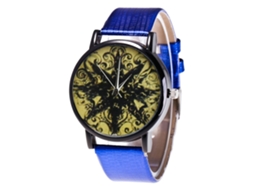 Relógios de casal para apaixonados com pulseira de couro e estampa mágica azul.