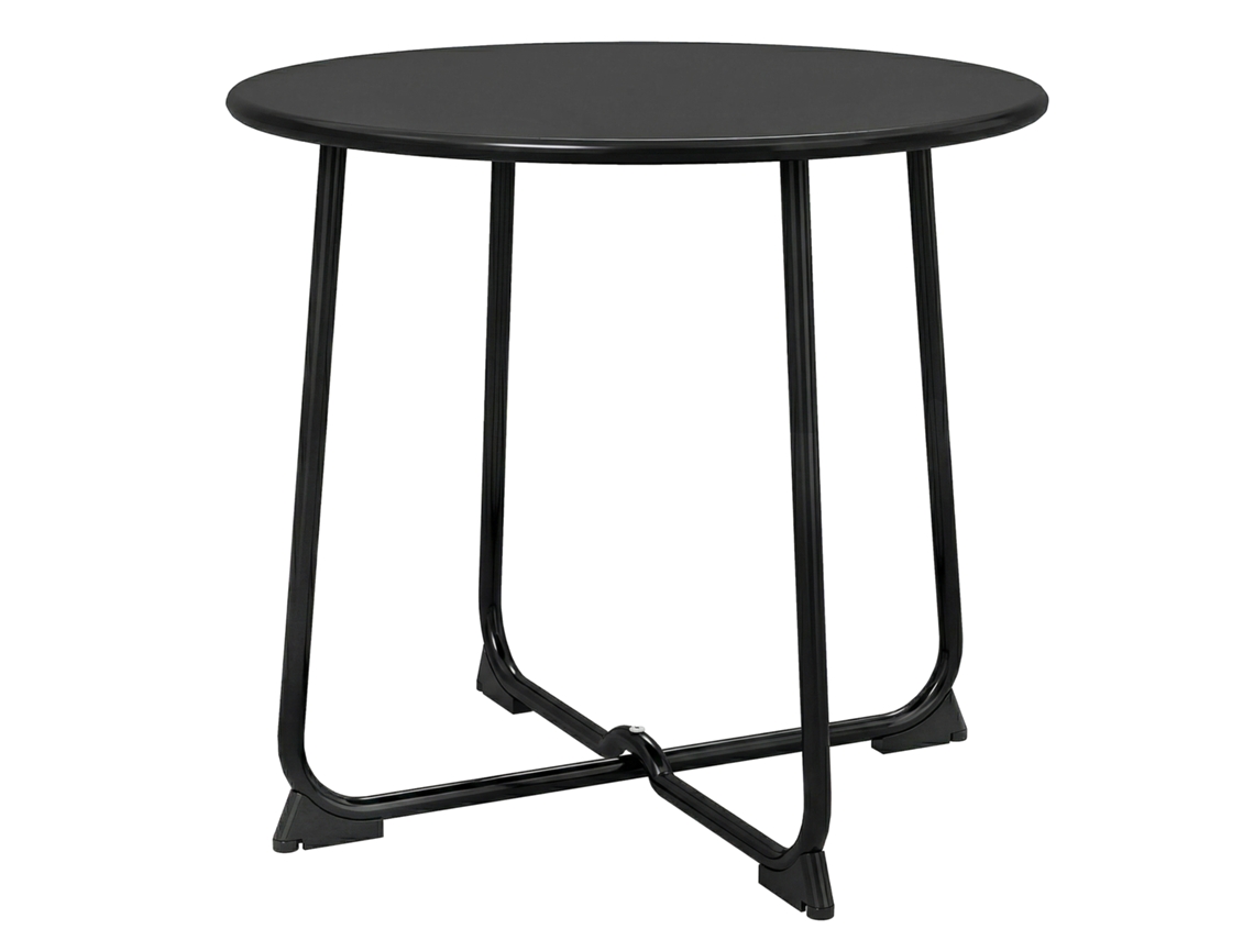 Antiderrapantes. Preto Mesa De Centro Externa Com Cerca De 50 Cm. De Metal Com Base Em X E Pés