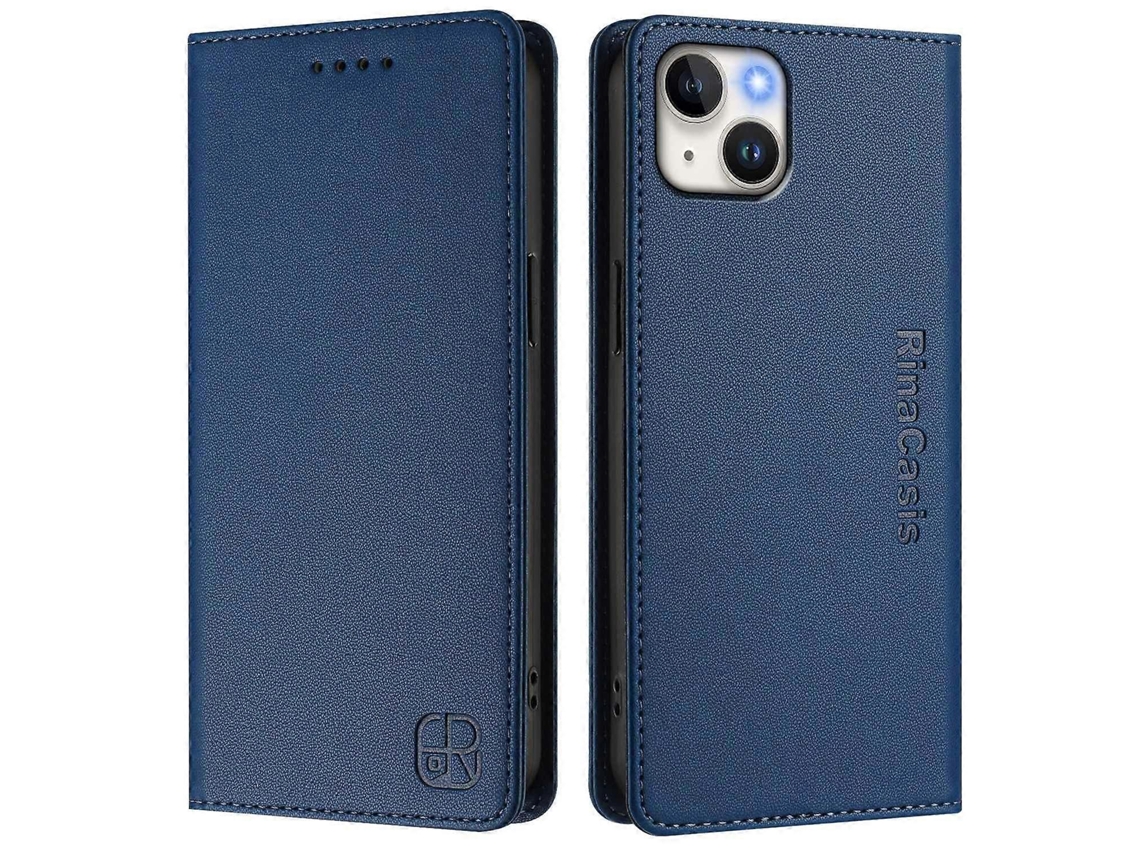 Capa De Couro Para Iphone 15 Plus Rinacasis Rc01 Com Suporte Tipo Carteira E Bloqueio Rfid