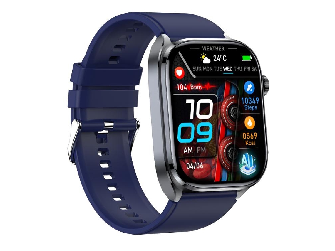 (azul) Smartwatch Com Tela Colorida De 2 Polegadas E Pulseira De Silicone, Com Suporte Para Monitoramento De Saúde.