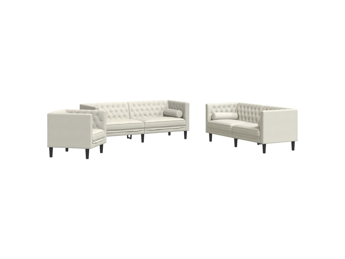 Chesterfield Sofa Set, Chesterfield Sofa Sets Vidaxl Creme Veludo (n/a)
