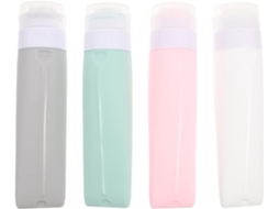 Conjunto De 4 Frascos De Silicone Para Viagem, Ideais Para Shampoo E Loção, Vazios E Recarregáveis