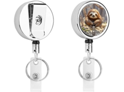Porta Crachá Em Formato De Bicho Preguiça, Compacto E Leve, Retrátil, Em Metal, Com Clipe E Chaveiro Ideal Para