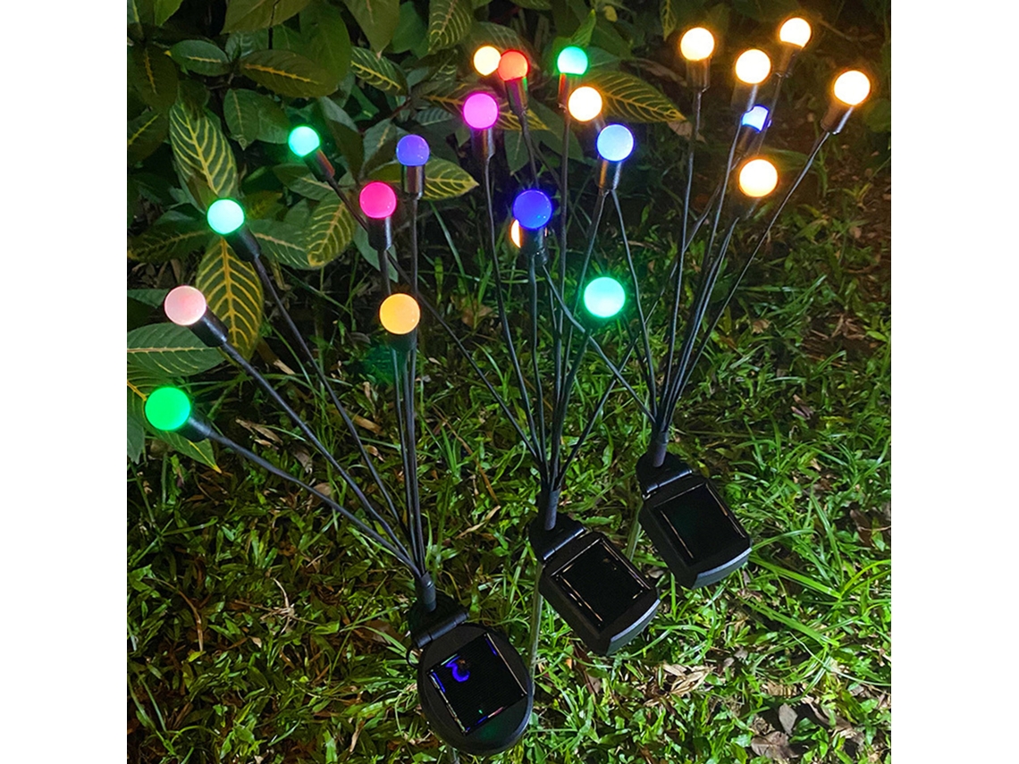 2 Pacotes Lâmpadas Vagalume Solar Balançantes Controle Inteligente À Prova D'água Plugue Jardim Decor | S/MARCA