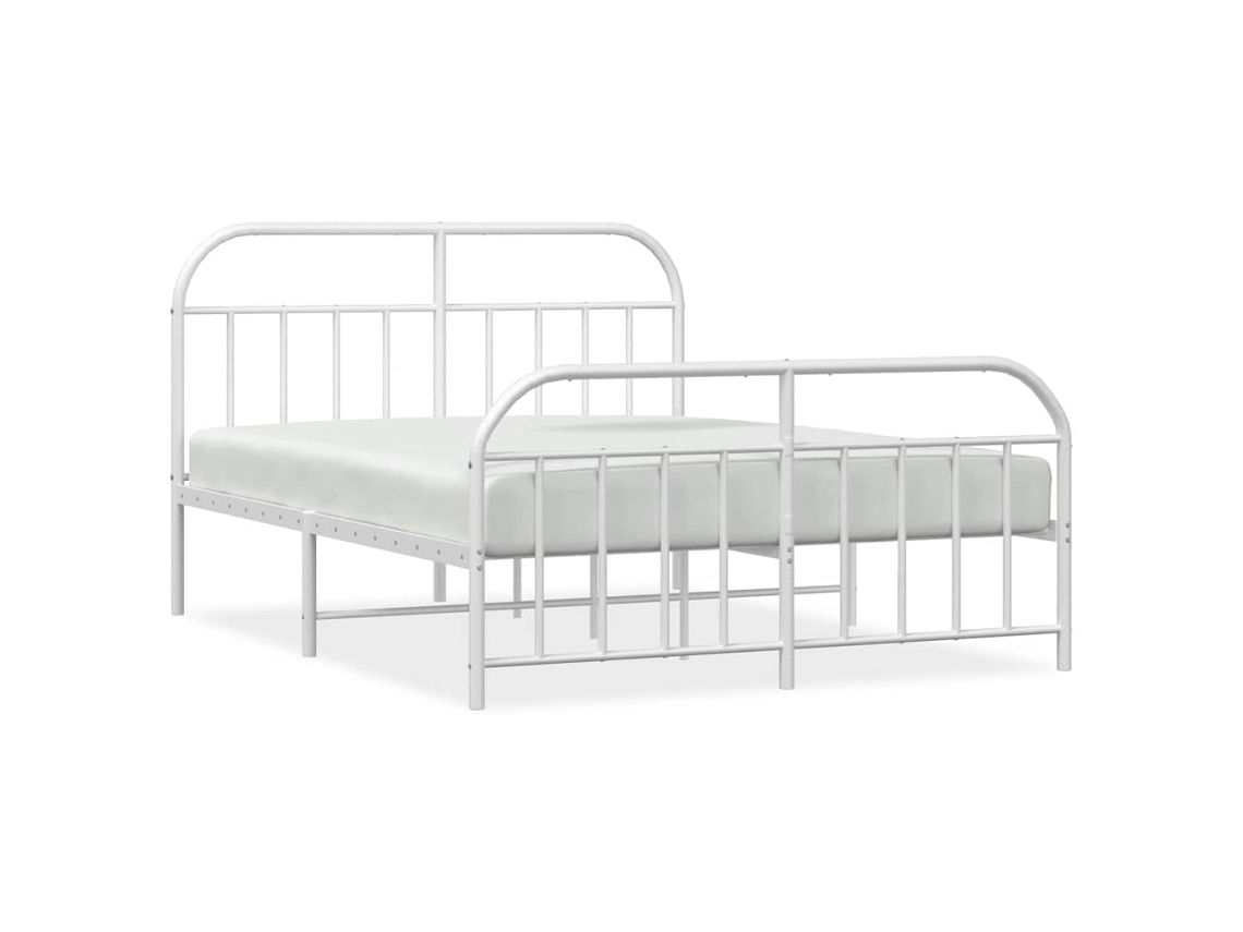 Bed Frame, Bed Frames Vidaxl Branco Aço (135 X 190 Cm)