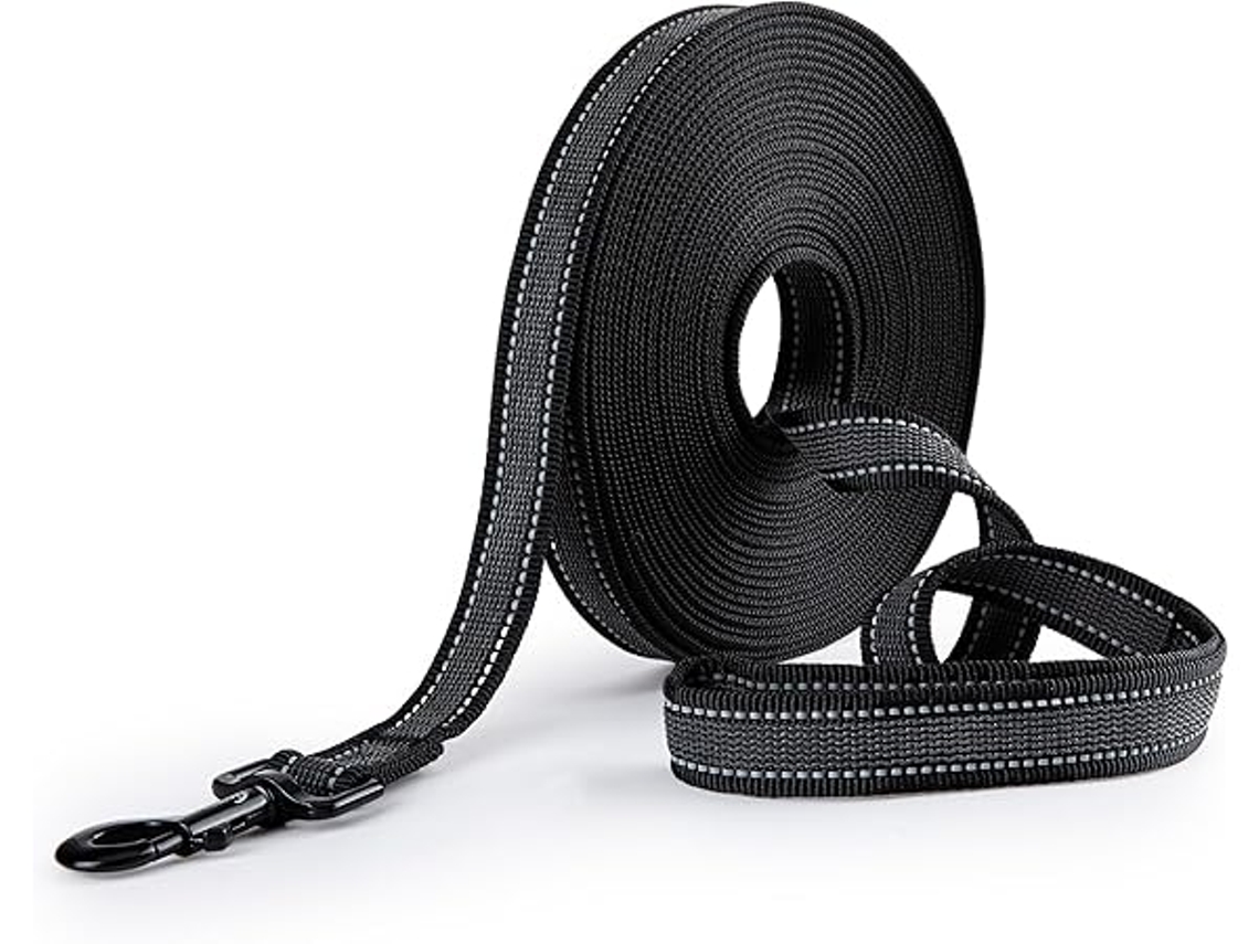 Trela para Cães, com Design em Borracha Antiderrapante e Faixas Refletoras, Exercício de Treinamento, 10 M X 2,5 Cm, Ergonômico, Uso Diário STELASPLEN