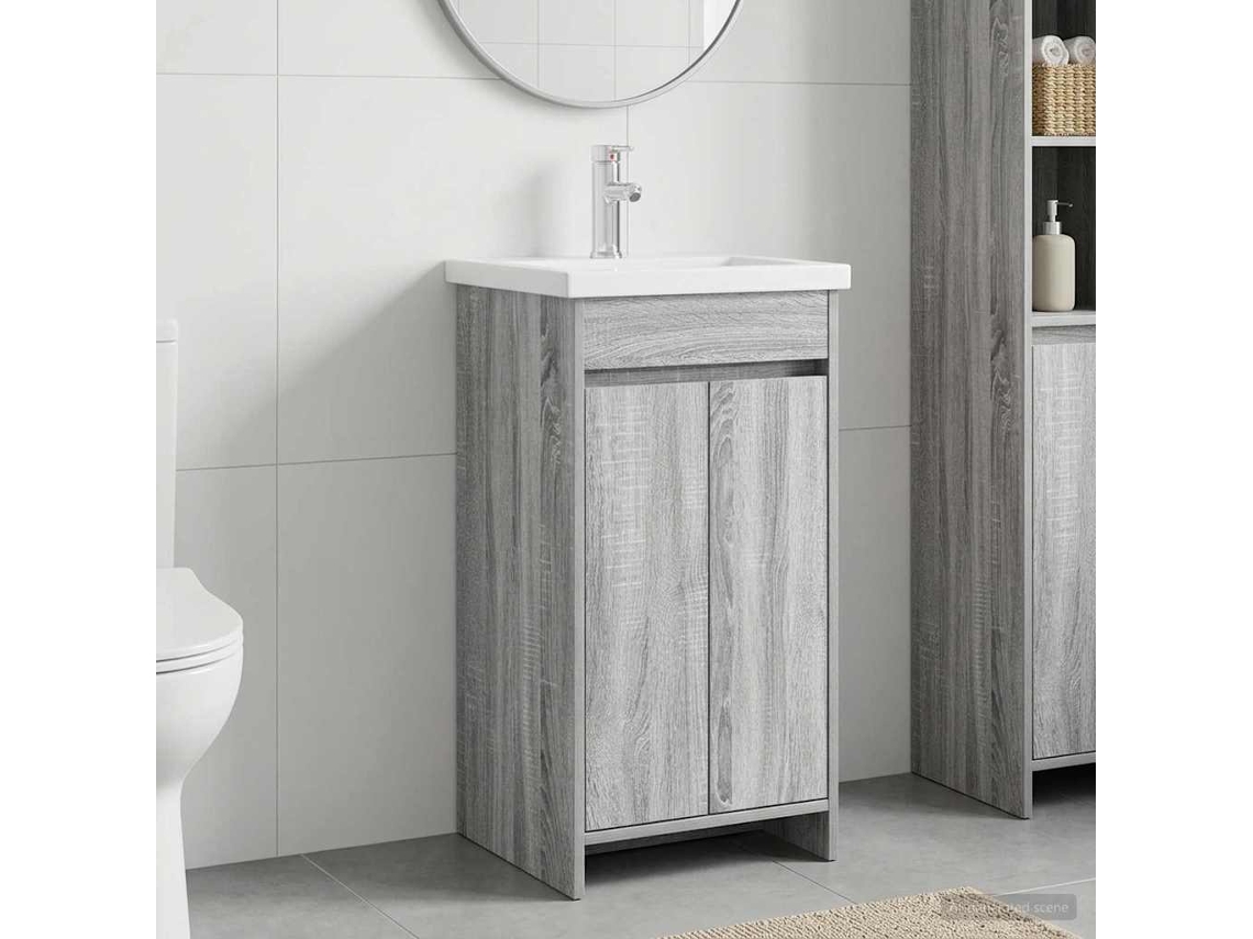 Vidaxl Gabinete De Banheiro Com Pia Sonoma Cinzento 42 X 40 X 84,5 Cm