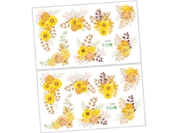 2 Adesivos De Parede De Flores Amarelas, Autoadesivos, Em Pvc.