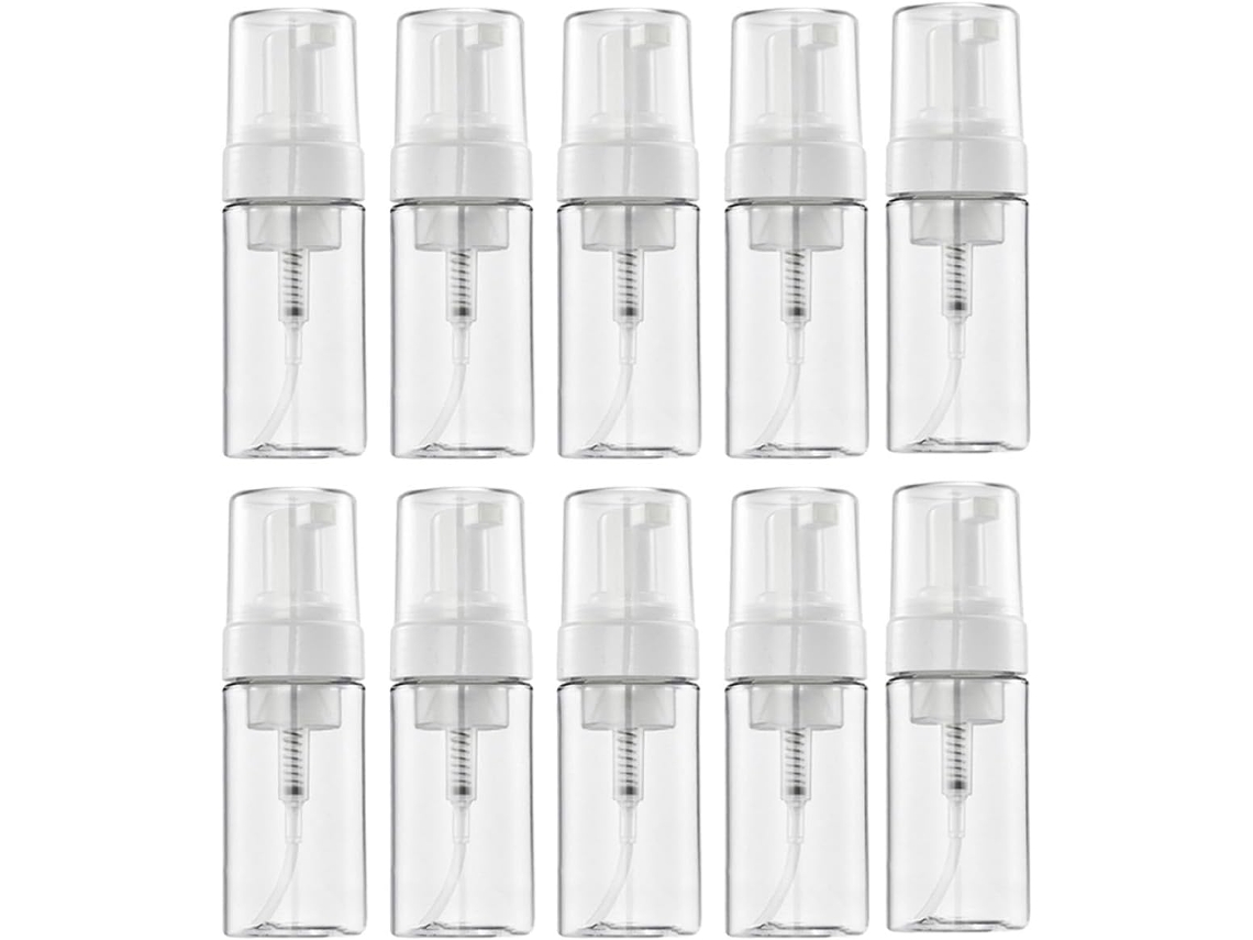Pacote Com 10 Frascos Vazios De Plástico De 100ml Com Bomba De Espuma Para Cosméticos.