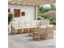 Vidaxl Conjunto De Sofás Para Exterior 9 Unid. Natural E Branco Creme