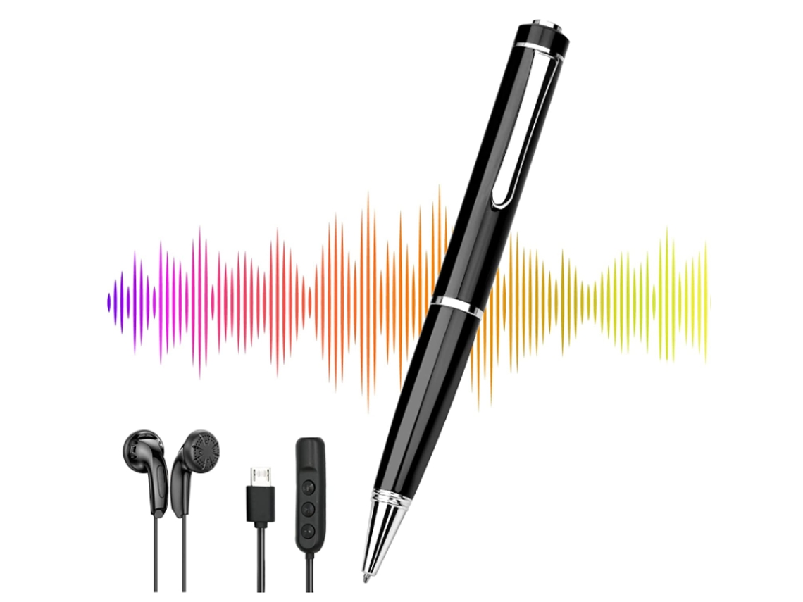 Caneta Gravadora De Voz Digital 32g Com Gravação Ativada Por Voz Gravador De Áudio Hd, Preto Yizhood
