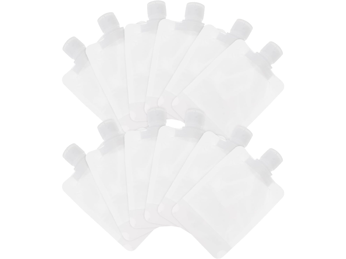 Conjunto de 12 Bolsas de Viagem Plásticas Brancas, 100ml Cada, Prova De Vazamentos E A Prova D'água.