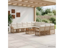 Vidaxl Conjunto De Sofás Para Exterior 12 Unid. Natural E Branco Creme