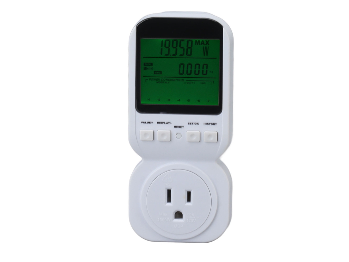 Medidor de Energia Primerox Ts 8000 com LCD Digital Potência Tensão Consumo 15a 1800w