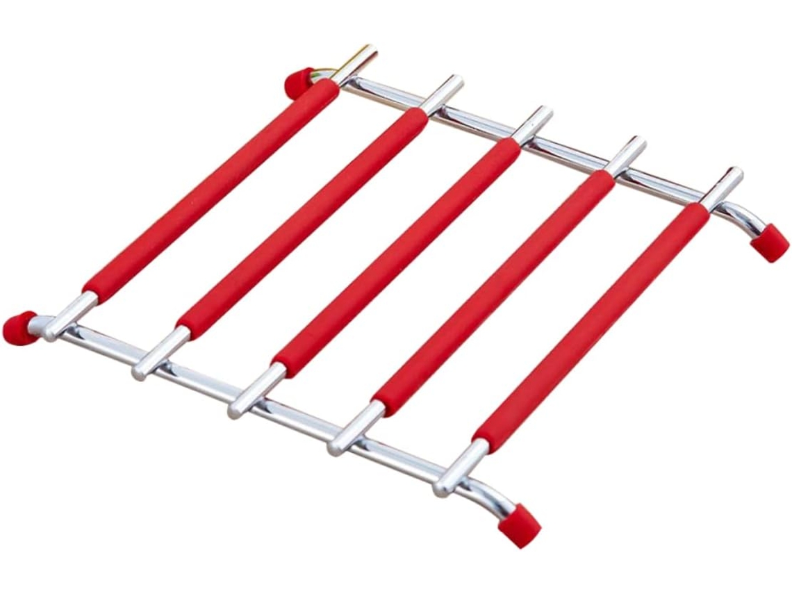 Descanso De Panela Em Aço Inox Com Capa Silicone Vermelha Antiderrapante E Resistente Ao Calor, Ideal Para Vayotoy