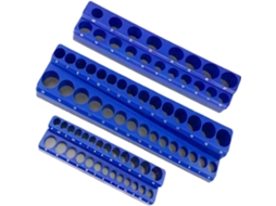 Conjunto De 3 Suportes Magnéticos Para Soquetes De 1/4", 3/8", 1/2", Tamanhos Sae E Métricos Com Base De