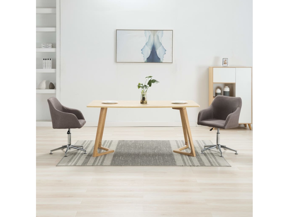 Vidaxl Cadeiras De Jantar Giratórias 2 Pcs Tecido Cinzento-acastanhado