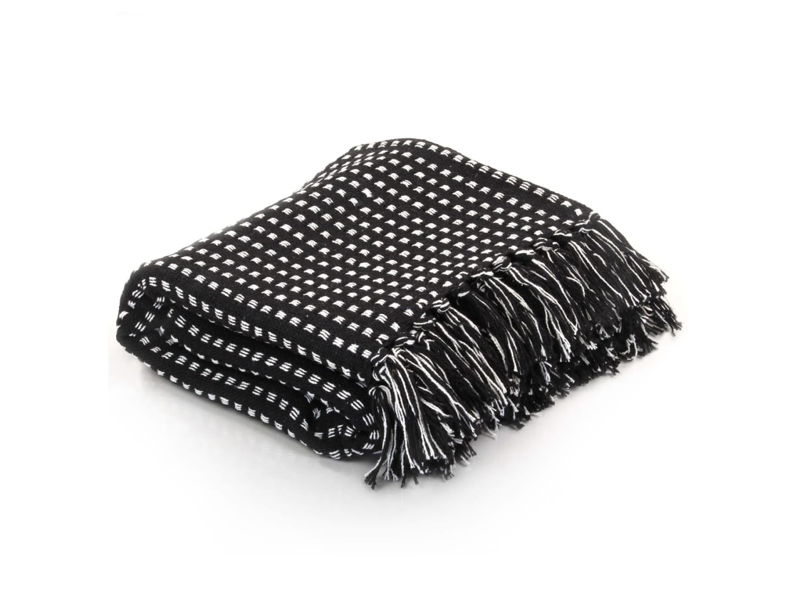 Throw, Throws Vidaxl Preto Algodão (125 X 150 Cm)