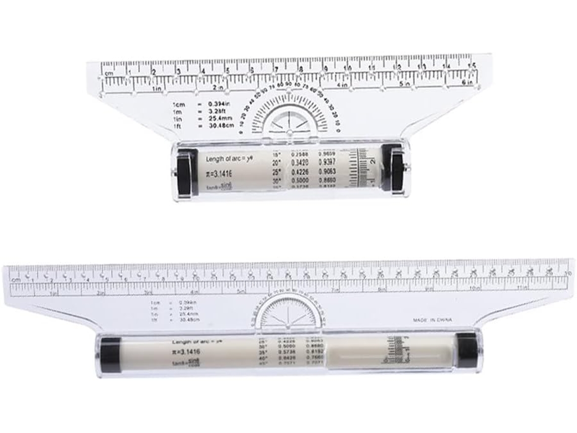Conjunto de 2 réguas paralelas de plástico Jojofuny para desenho e medição de ângulos, ferramenta portátil para estudantes.