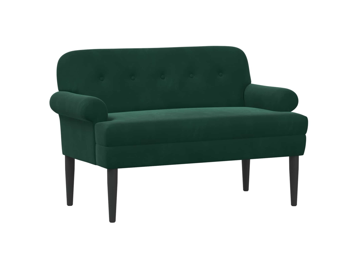 Vidaxl Sofá De Dois Lugares Com Botão Acolchoado Verde-escuro Veludo