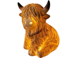 Miniatura De Vaca Das Terras Altas Com Luz Led, Anã Escocesa Em Resina, Estátua De Animal De Fazenda,