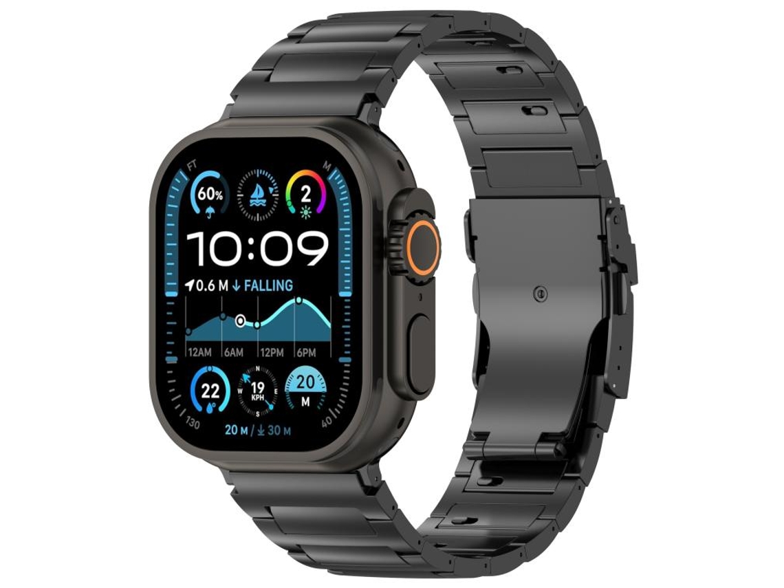 Bracelete para Apple Watch 46/49/45/44mm Liga de Titânio com Fecho de Segurança I Liberação Rápida Preto XIAOMOYU