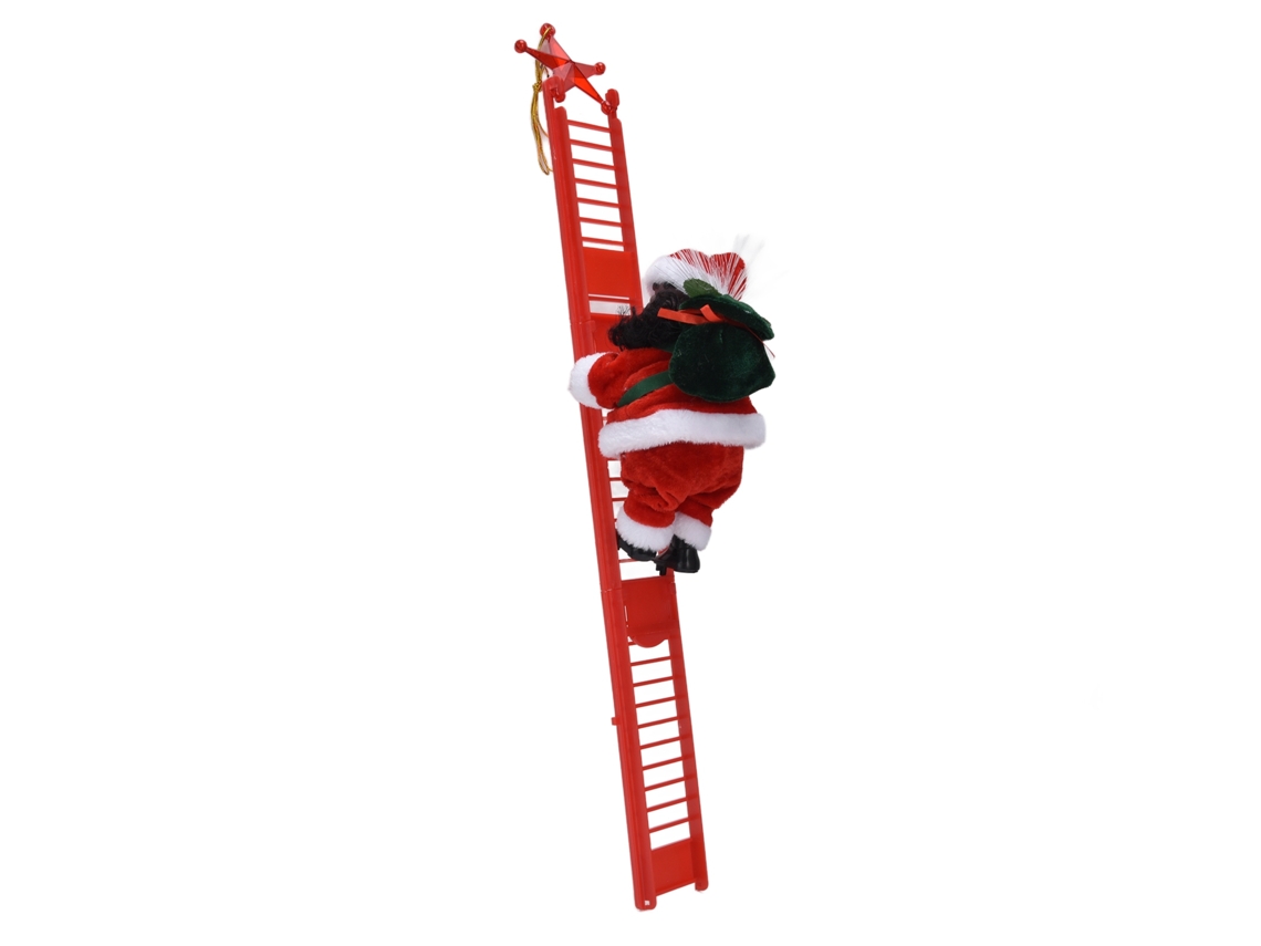 Mali papai Noel Elétrico de Cor Preta Escalando com Escada Decorativo de Natal Boneca Infantil