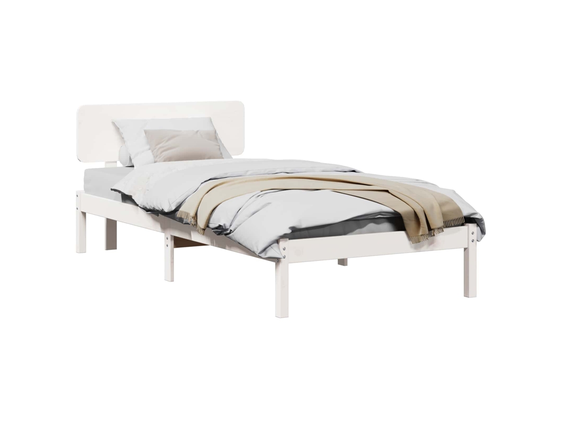 Vidaxl Estrutura da Cama Branco 75 X 190 Cm Madeira de Pinheiro Sólida