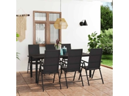 Vidaxl 7 Pcs Conjunto De Jantar Para Jardim Preto