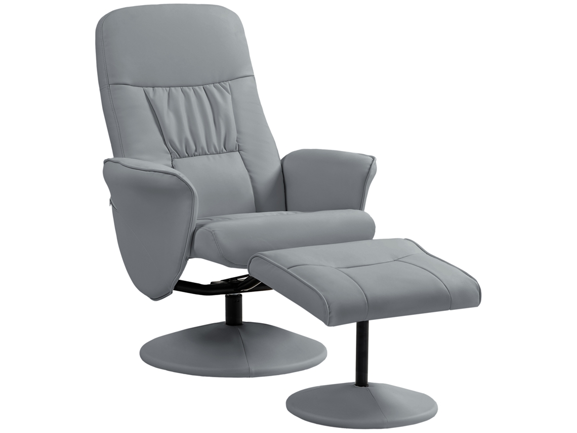 Conjunto de 2 Poltronas Reclináveis com Apoio para os Pés, altura ajustável, Cinza Claro ORBITRA COMMERCE