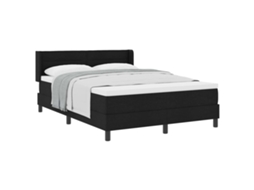 Vidaxl Cama Box Com Cabeceira Manual Preto 200 X 140 Cm Tecido