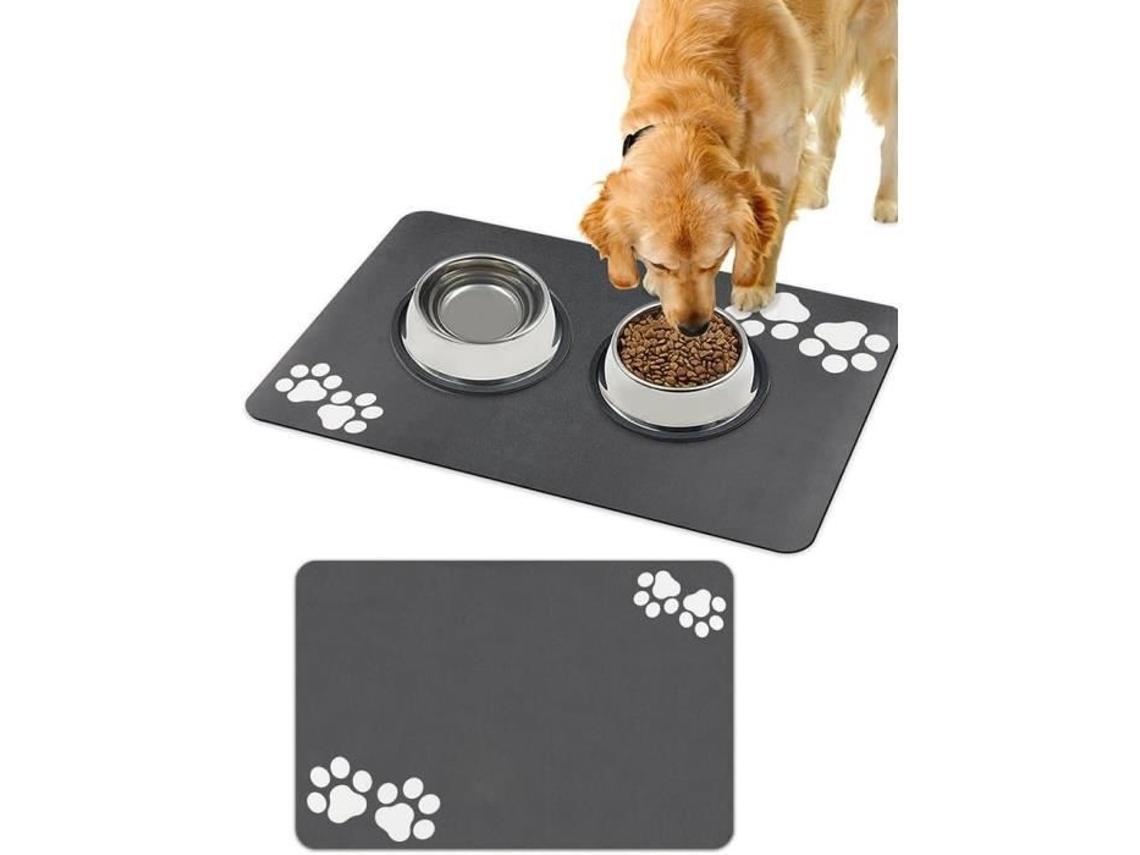 Tapete Absorvente para Comedouro de Cães e Gatos, Ideal para o Chão. Perfeito para Cães, Gatos e Outros Animais de Estimação 40 X 60 Cm AQUAFORGE