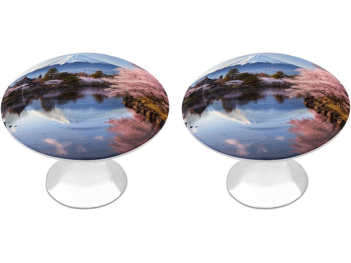Conjunto De 2 Puxadores Aço Inoxidável Para Armários Cozinha, Personalizados Com Desenho De Cerejeiras Em Flor Do Monte