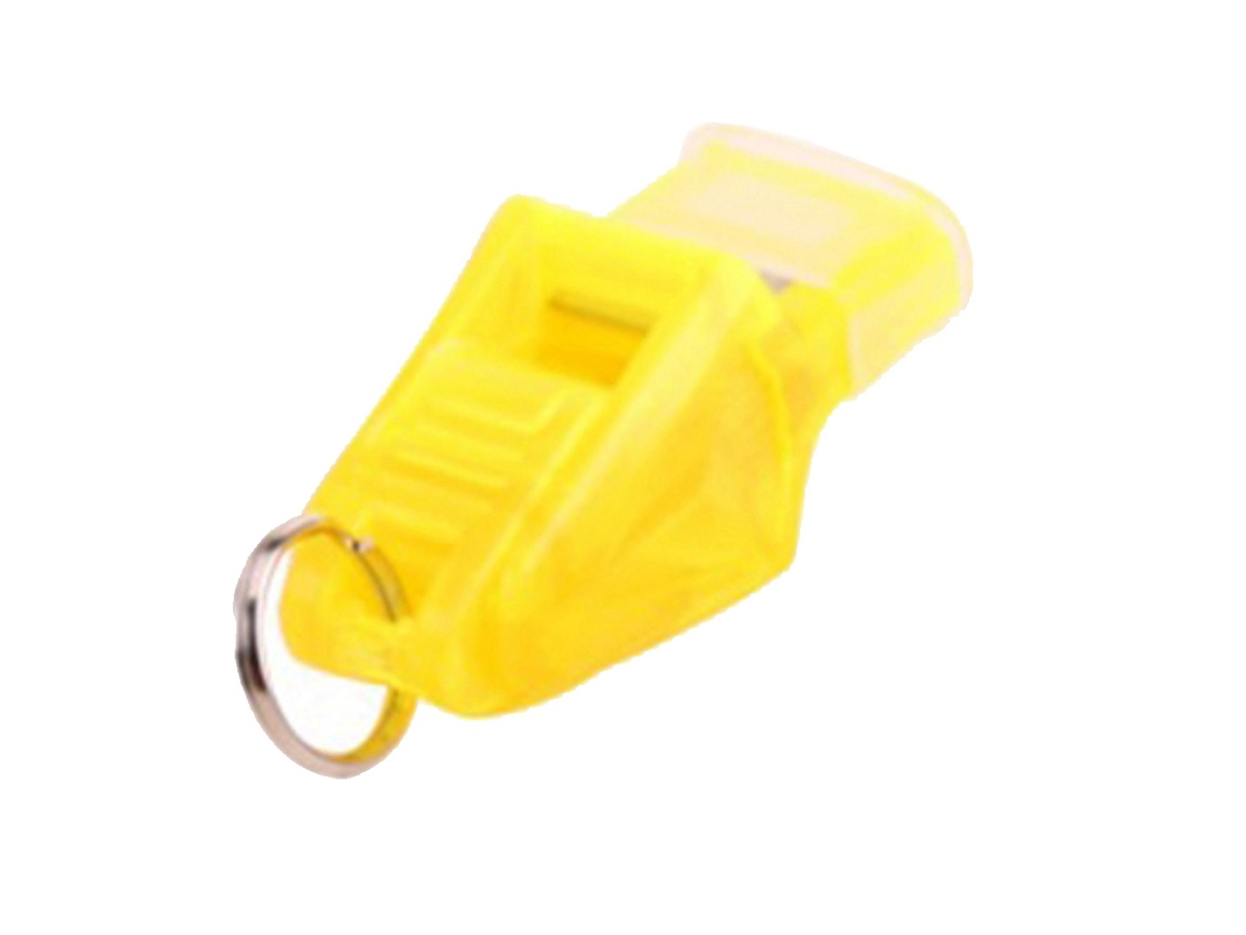 Apito de plástico sem sementes, som excelente, amarelo, sem marca.