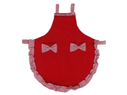 Avental Feminino Vintage Fofo com Laço e Bolso para Cozinha Trabalho Algodão Mistura Vermelho