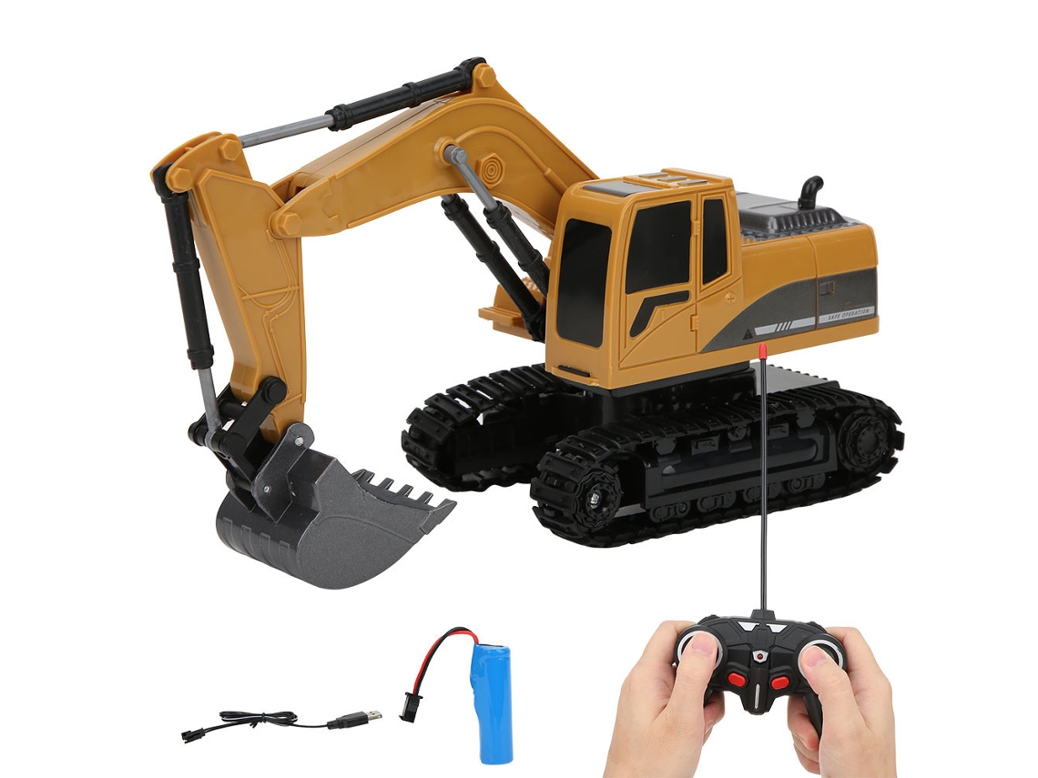 Mali brinquedo de Escavadora Rc 1:24 6 Canais 2.4g com Liga, Luz e Música para Crianças