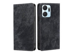 Capa De Celular Em Couro Escovado Magnético Anti-roubo Rfid Para Honor X7a