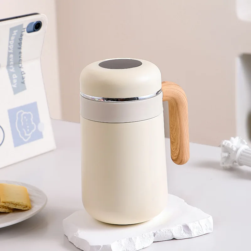 (branco, 480ml) Copo Térmico, Aço Inoxidável 316, Visor De Temperatura Inteligente, Com Alça, À Prova De Vazamento