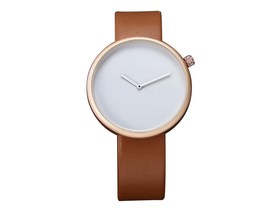 Reloj Casual Moda Para Hombre Correa Pu Dial Redondo Cuarzo Tomi (oro Marrón)